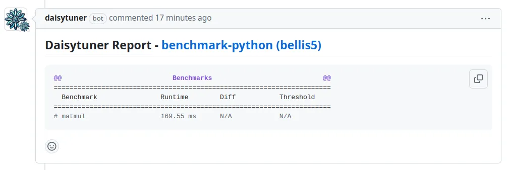 Benchmarking result